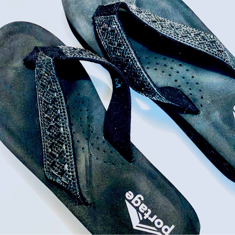 Black Rhinestone Protege Flip Flops - Picture 2 of 5